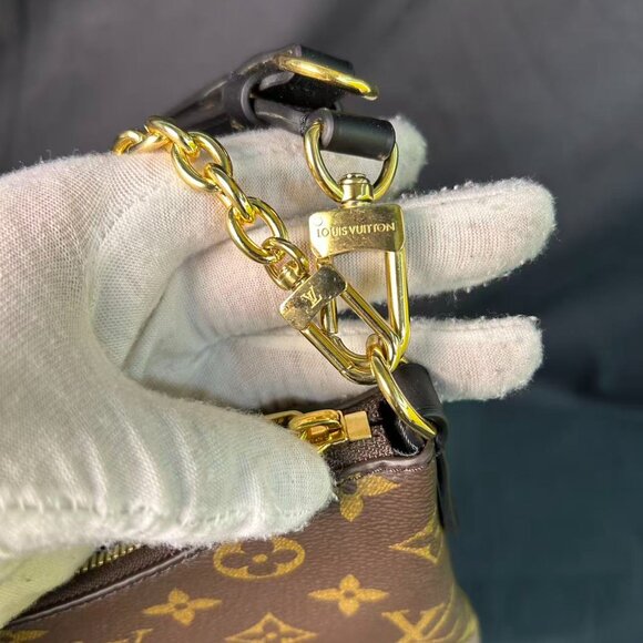 Louis Vuitton Boulogne Monogram Canvas Shoulder Bag — Black Trim, Like New - Picture 9 of 16